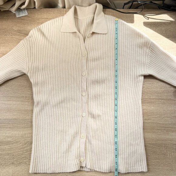 Reformation Fantino Cashmere Collared Cardigan Button Down Gossamer Cream Small - Picture 7 of 17